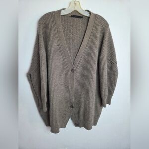 Jenni Kayne Taupe Brown "Cocoon" Cashmere Wool Button Knit Cardigan size 3X